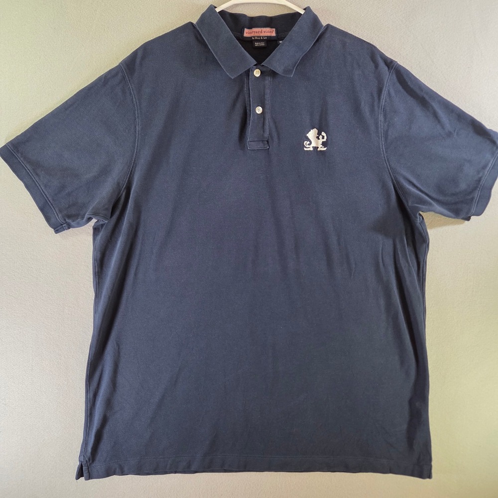Vineyard Vines Notre Dame XL Navy Blue Cotton Pique Polo Shirt Fighting Irish